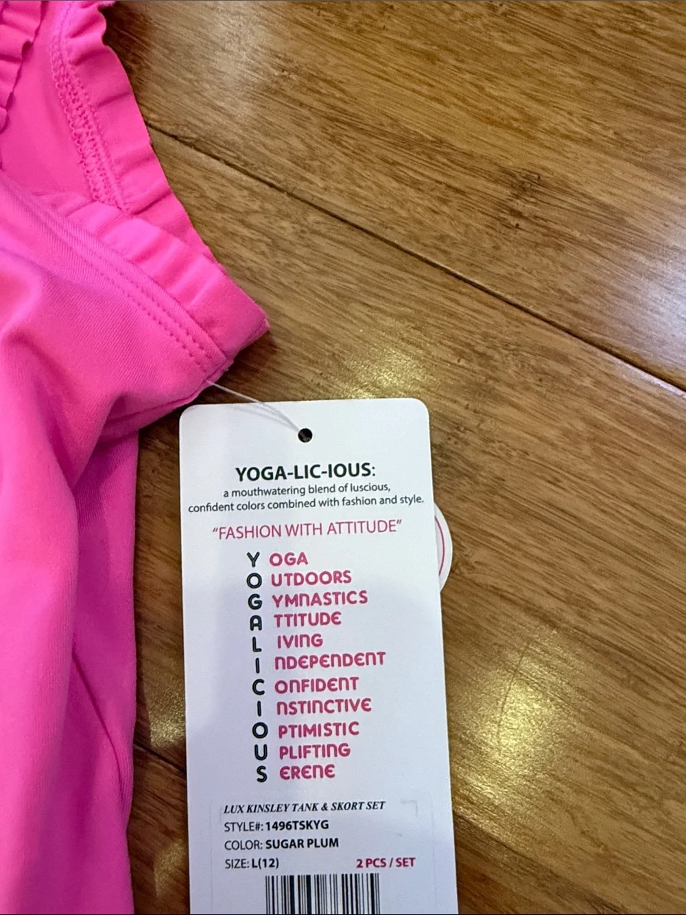Yogalicious girls neon pink tank and skort with ruffle detail large (12) NWT